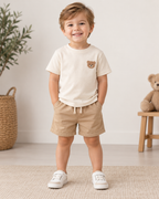 Ensemble pour fille automne/hiver composé d'un haut à col roulé côtelé à manches longues et d'un short à boutons — Tenue 2 pièces pour tout-petit